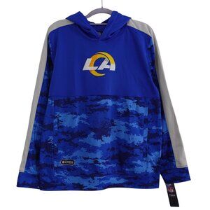 NWT NFL Team Apparel Los Angeles Rams Pullover Hoodie Sz L 14-16 Youth Blue Camo